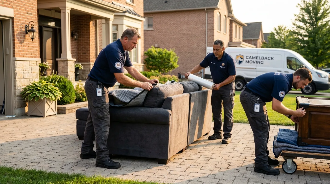Large estate moving crew wrapping furniture in Salem, WI